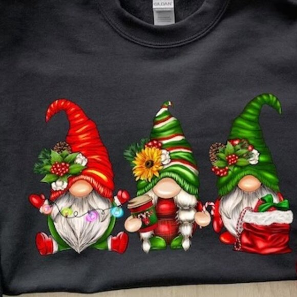 Christmas Gnomes Sweatshirt Merry Christmas Sweatshirt Buffalo Plaid Gnomes 90 - Picture 2 of 5